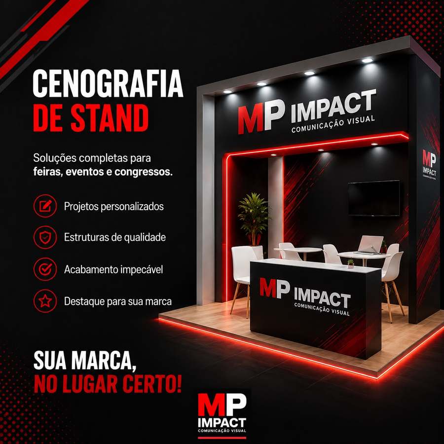Cenografia de stand MP Impact para feiras e eventos