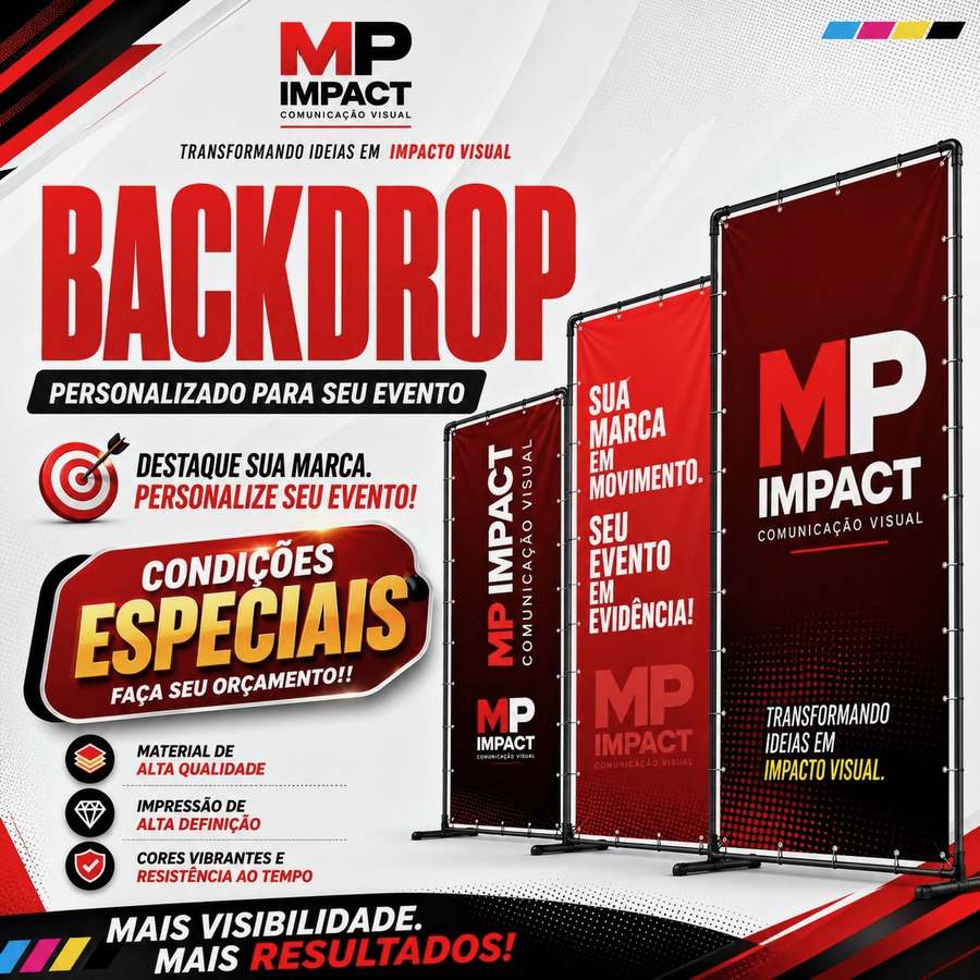 Backdrop personalizado para eventos MP Impact